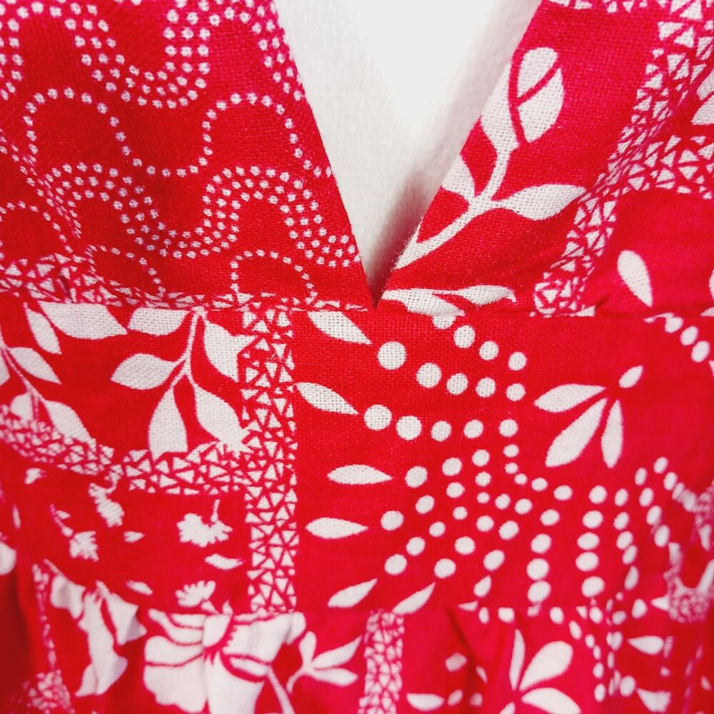 House of Harlow 1960, Small, Mini Sundress, Red/White, Tie Shoulders, Linen Blen - Picture 12 of 16